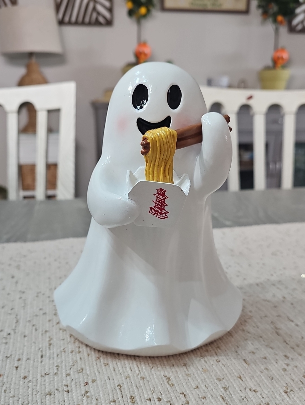New! Halloween Ghost Figurine Chopsticks Eating Ramen Noodles 👻🥡